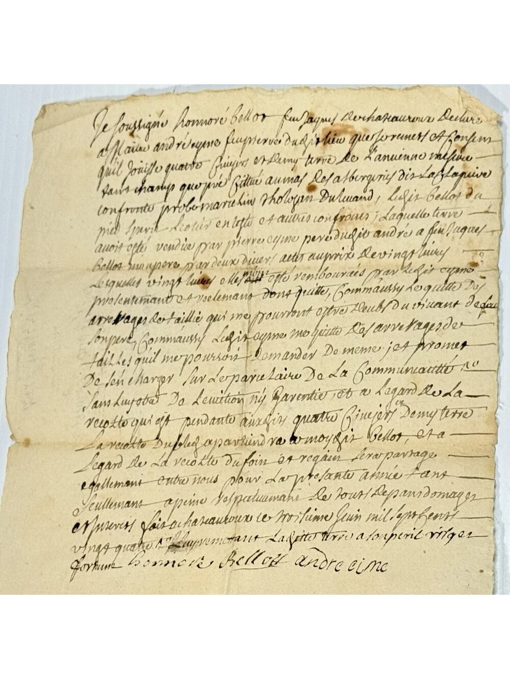Original 1724 French Notarial Land Agreement Signed Pre-1800 Manuscript Ephemera